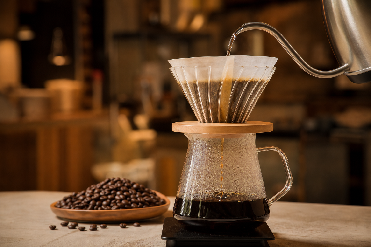 Ceramic V60 dripper for pour-over brewing